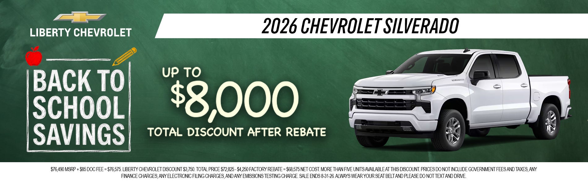 2026 Chevy Silverado $8,000 off